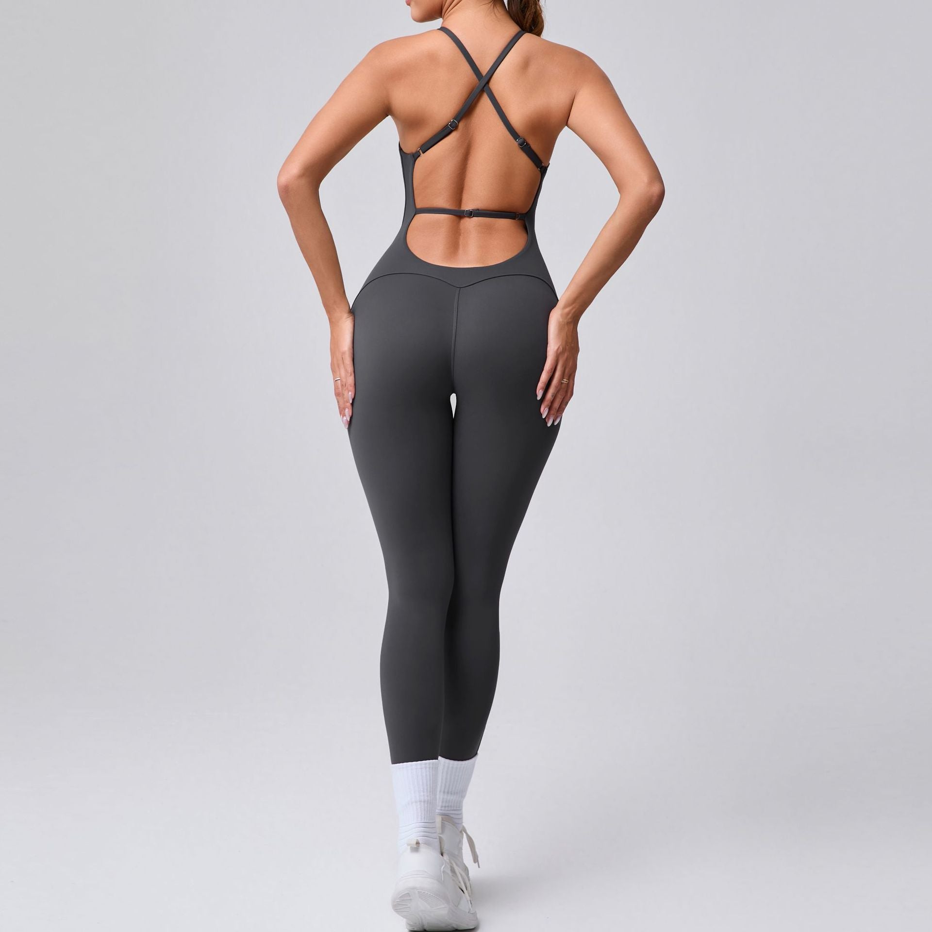 Adjustable Shoulder Strap Beauty Back Peach Hip Sports Fitness Clothes Tight Yoga Jumpsuit